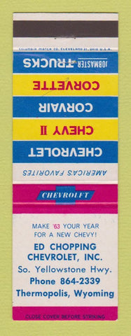 Matchbook Cover - 1963 Chevrolet Ed Chopping Thermopolis WY