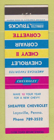 Matchbook Cover - 1963 Chevrolet Sheafer Loysville PA