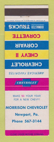 Matchbook Cover - 1963 Chevrolet Morrison Newport PA