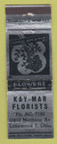 Matchbook Cover - Kay Mar Florist Flowers Lakewood OH
