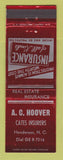 Matchbook Cover - AC Hoover Insurance Henderson NC