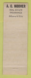 Matchbook Cover - AC Hoover Insurance Henderson NC