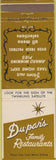 Matchbook Cover - Du-par's Family Restaurant no town
