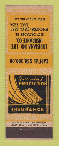 Matchbook Cover - Louisiana Life Insurance New Orleans LA ADVANCE