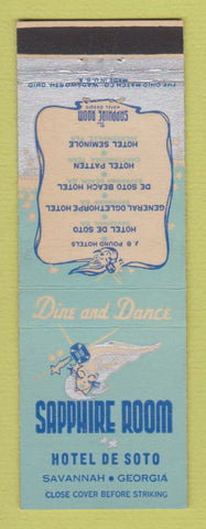 Matchbook Cover - Hotel De Soto Savannah GA Sapphire Room