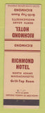 Matchbook Cover - Richmond Hotel North Adams MA