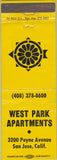 Matchbook Cover - West Park Apartments San Jose CA WEAR