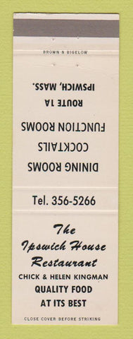 Matchbook Cover - Ipswich House Restaurant Ipswich MA