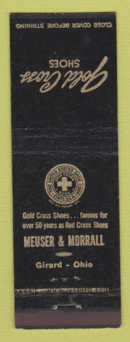 Matchbook Cover - Gold Cross Shoes Meuser & Morrall Girard OH