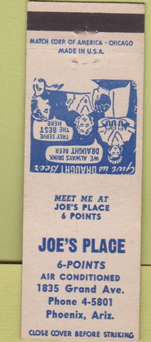 Matchbook Cover - Joe's Place Beer Joint Phoenix AZ