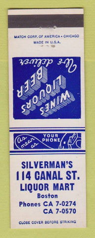 Matchbook Cover - Silverman's 114 Canal St Liquor Mart Boston MA