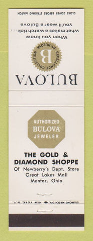 Matchbook Cover - Bulova Watches Gold Diamond Shoppe Mentor OH