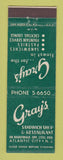 Matchbook Cover - Gray's Restaurant Atlantic City NJ