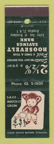Matchbook Cover - Roosevelt Savings Bank Brooklyn NY Teddy Bear