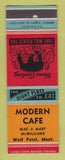 Matchbook Cover - Modern Cafe Wolf Point MT