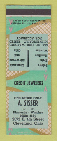 Matchbook Cover - A Sisser Jewelry Cleveland OH Bulova Hamilton Watches