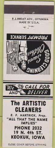 Matchbook Cover - Artistic Dry Cleaners Keokuk IA
