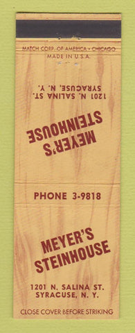 Matchbook Cover - Meyer's Steinhouse Syracuse NY