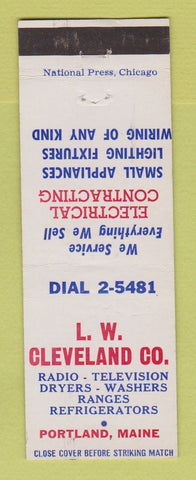 Matchbook Cover - LW Cleveland TV Radio Appliances Portland ME