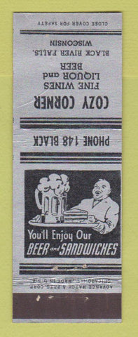 Matchbook Cover - Cozy Corner Liquor Black River Falls WI ADVANCE WEAR