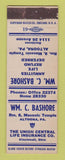 Matchbook Cover - Wm Bashore Union Central Insurance Altoona PA