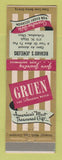 Matchbook Cover - Gruen Watches Richard's Jewelry Columbus OH