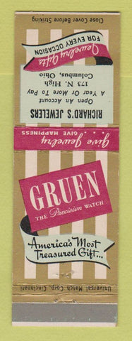 Matchbook Cover - Gruen Watches Richard's Jewelry Columbus OH