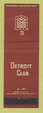 Matchbook Cover - Detroit Club MI