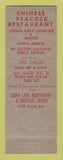 Matchbook Cover - Chinese Peacock Restaurant Shaker Heights OH