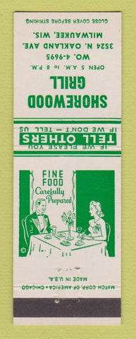 Matchbook Cover - Shorewood Grill Milwaukee WI