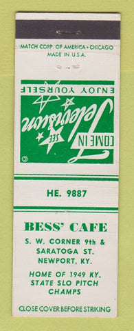 Matchbook Cover - Bess' Cafe Newport KY 1949 Softball Champs