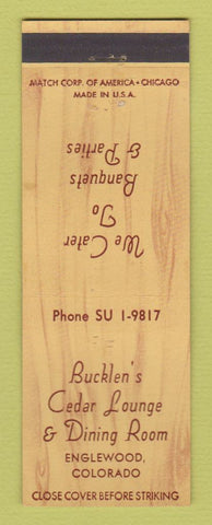 Matchbook Cover - Bucklen's Cedar Lounge Englewood Colorado