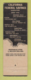 Matchbook Cover - California Federal Savings Los Angeles CA