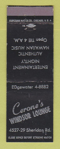 Matchbook Cover - Cerone's Windsor Lounge Chicago?