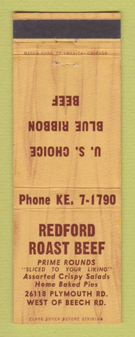 Matchbook Cover - Redford Roast Beef MI
