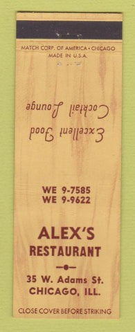 Matchbook Cover - Alex's Restaurant Chicago IL