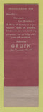 Matchbook Cover - Gruen Watches Read's Jewelry Elyria OH
