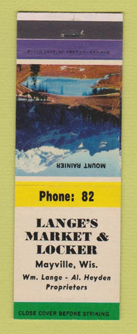 Matchbook Cover - Lange's Market Locker Mayville WI Heyden low phone #