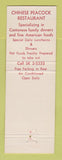 Matchbook Cover - Chinese Peacock Restaurant Shaker Heights OH