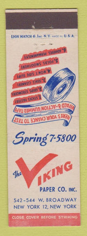 Matchbook Cover - Viking Paper Company New York City