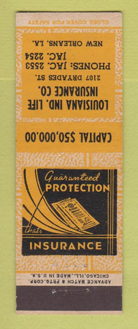 Matchbook Cover - Louisiana Life Insurance New Orleans LA ADVANCE