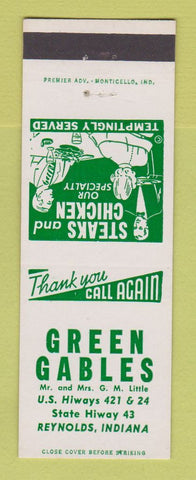Matchbook Cover - Green Gables Restaurant Reynolds IN