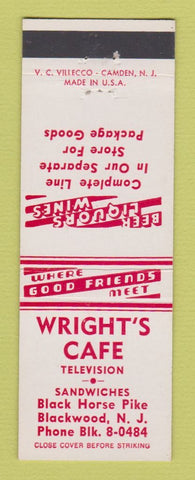 Matchbook Cover - Wright's Cafe Blackwood NJ
