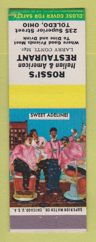Matchbook Cover - Rossi's Italian Restaurant Toledo OH Barber Shop Quartet