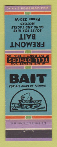 Matchbook Cover - Fremont Bait Tackle Guns Boat Motors MI?