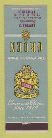 Matchbook Cover - Gruen Watches Lewell's Painesville OH
