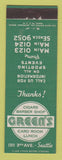 Matchbook Cover - Green's Card Room Cigars Barber Shop Seattle WA
