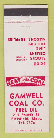 Matchbook Cover - Gamwell Coal Pittsfield MA