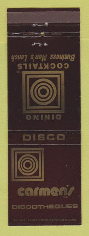 Matchbook Cover - Carmen's Disco Restaurant Rochester Riverview Warren MI