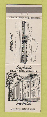 Matchbook Cover - The Hotel Motel Ingleside Staunton VA